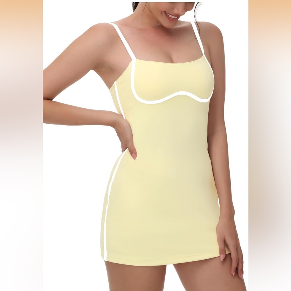 Amazon Yellow Mini Dress with White Trim